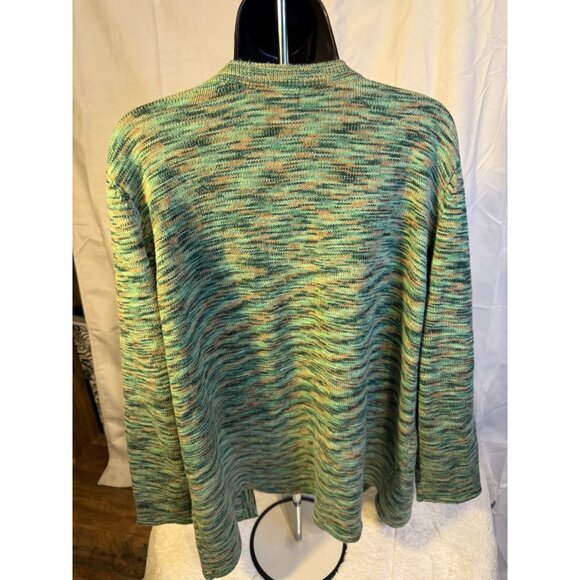 Green Knit Cardigan Sweater Womens 1X Open Style Grandma Vibes Cozy Woman Within - Picture 4 of 4
